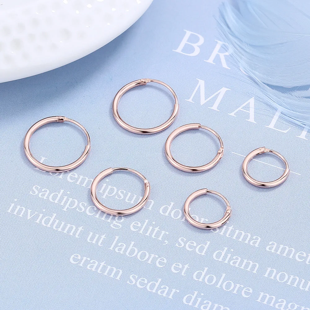 14K Rose Gold Hoop Earrings Set of 3 Sizes