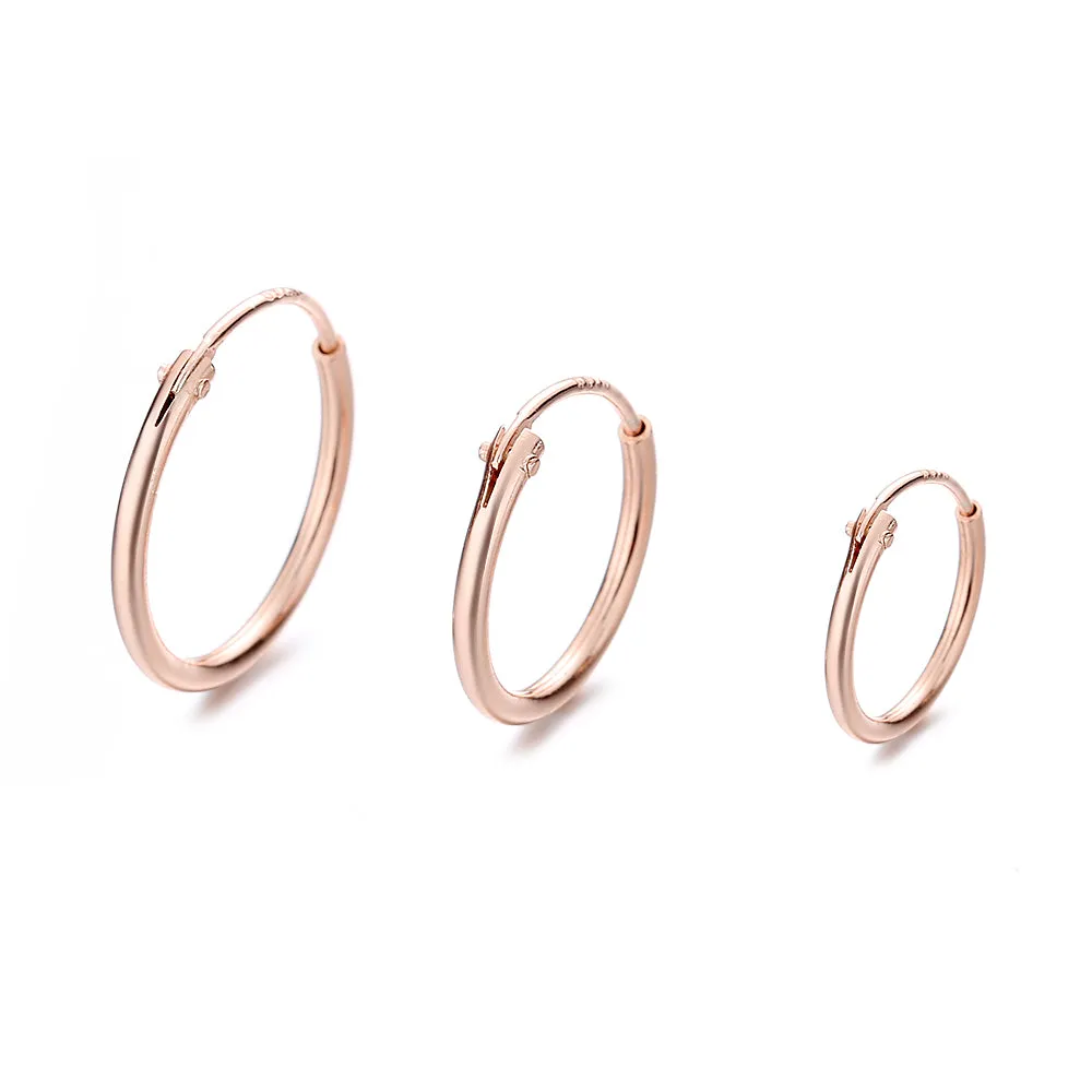 14K Rose Gold Hoop Earrings Set of 3 Sizes