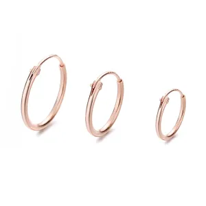 14K Rose Gold Hoop Earrings Set of 3 Sizes