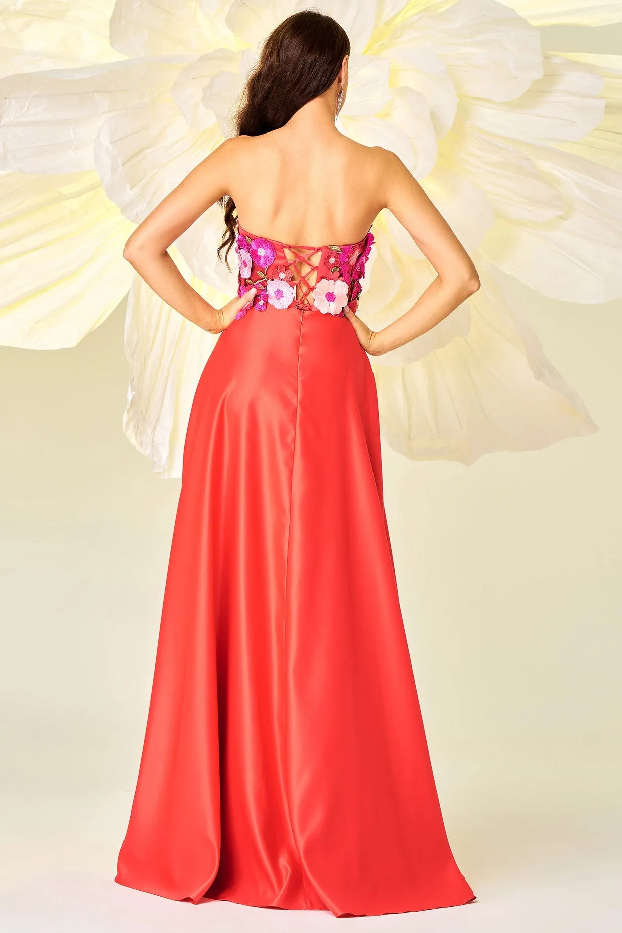 A-Line Empire Strapless Florals Party Evening Dress