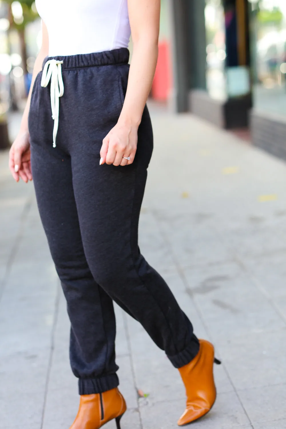 Acid Wash Fleece Sweatpants in Ash Black