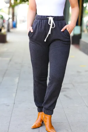 Acid Wash Fleece Sweatpants in Ash Black