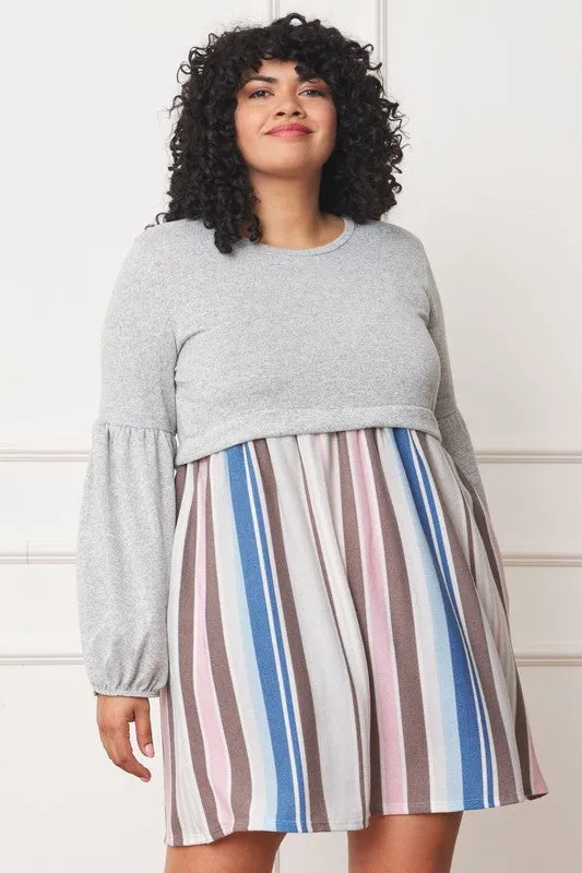 Balloon Sleeve Pullover Dress