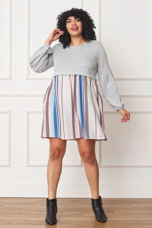 Balloon Sleeve Pullover Dress
