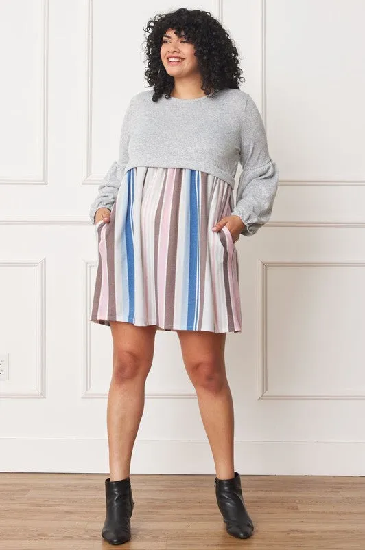 Balloon Sleeve Pullover Dress