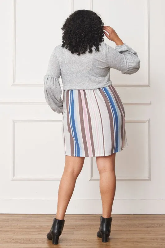 Balloon Sleeve Pullover Dress