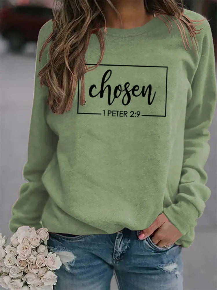 Casual O-Neck Long Sleeve Letter Print Sweatshirt