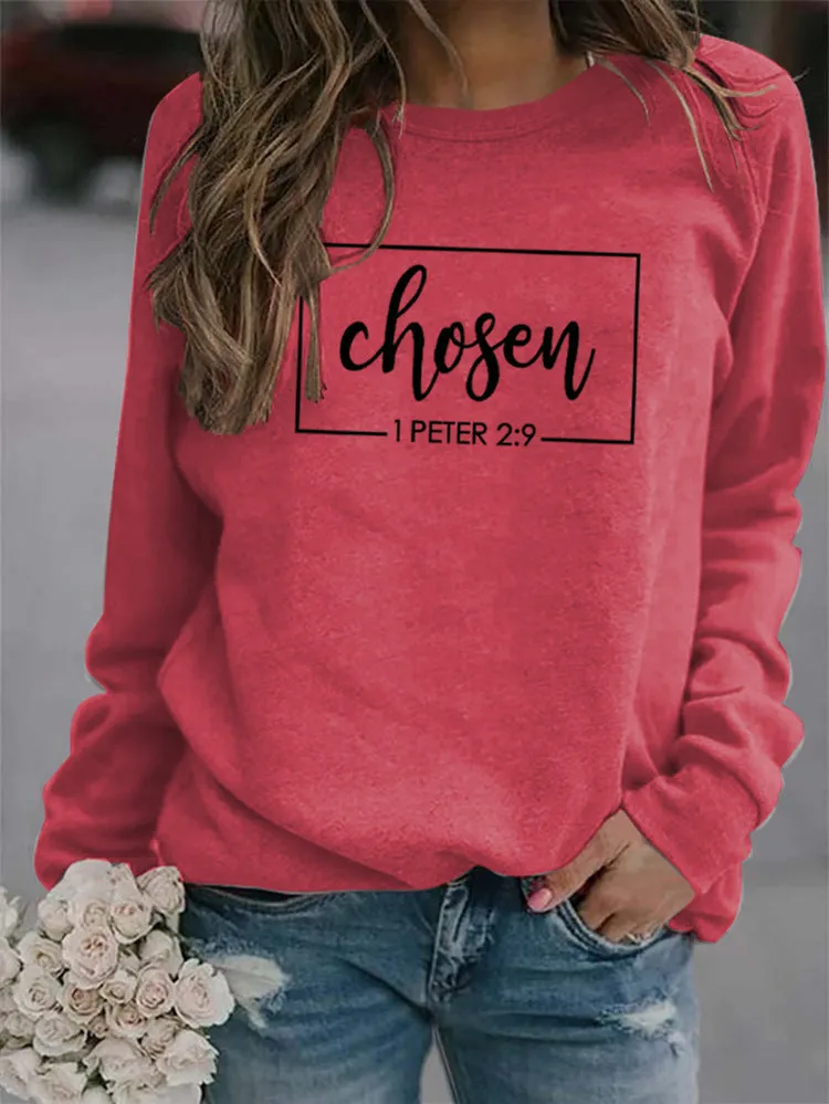 Casual O-Neck Long Sleeve Letter Print Sweatshirt