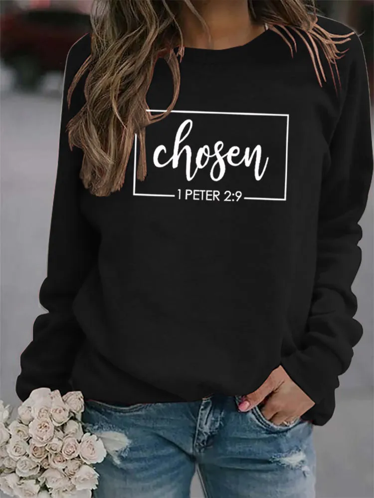 Casual O-Neck Long Sleeve Letter Print Sweatshirt
