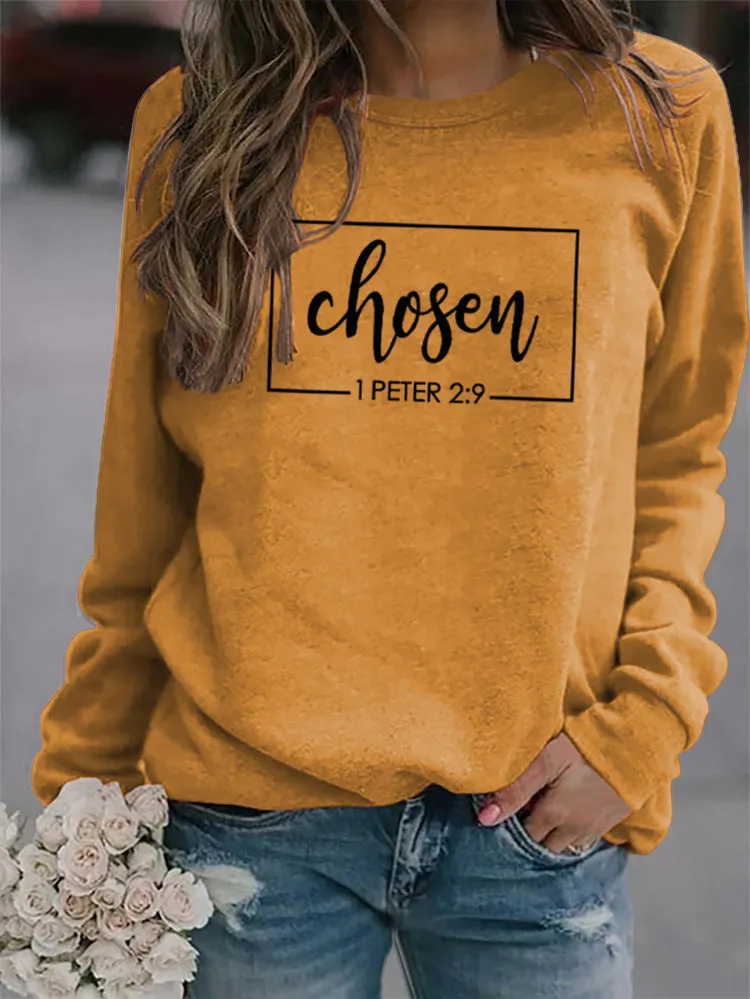 Casual O-Neck Long Sleeve Letter Print Sweatshirt