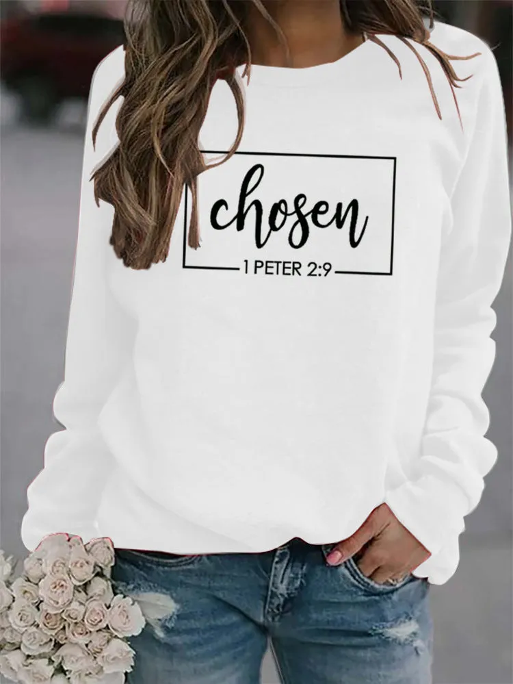 Casual O-Neck Long Sleeve Letter Print Sweatshirt