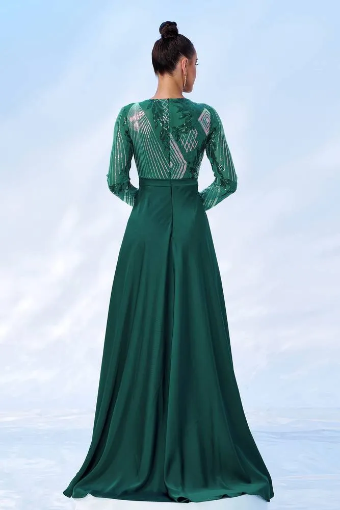 Chic Long Sleeves Appliques Party Evening Dress With Train