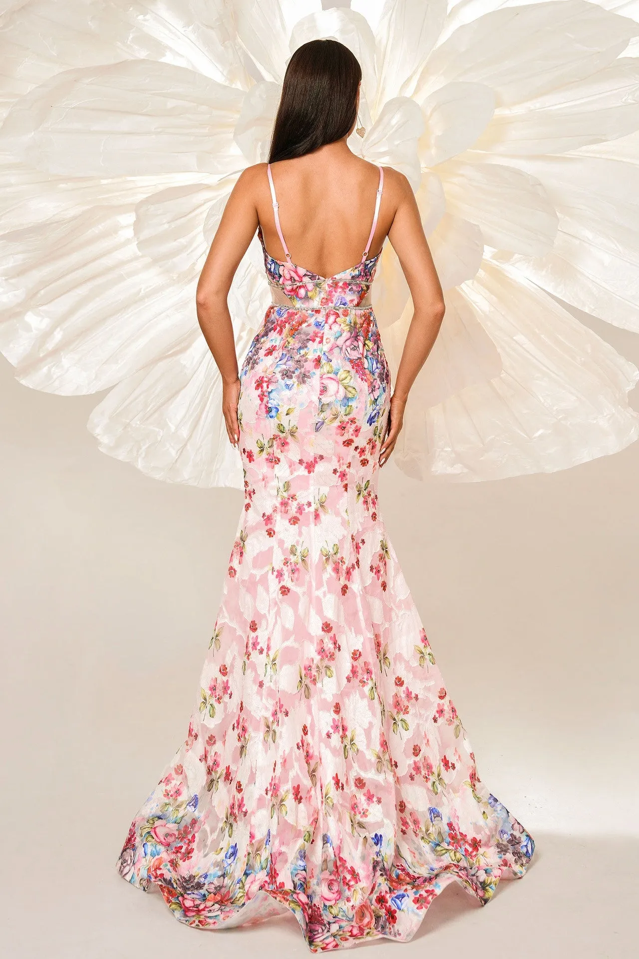 Chic Mermaid Sweetheart Sleeveless Floral Party Evening Dress