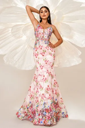 Chic Mermaid Sweetheart Sleeveless Floral Party Evening Dress
