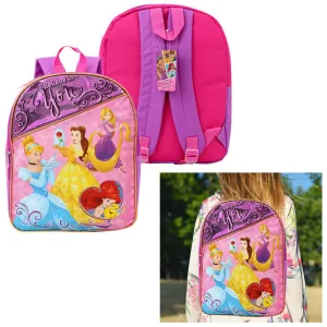 Disney Princess Backpack Large 16" Ariel Cinderella Belle Girls Book Bag School Disney Princess Backpack Large 16" Ariel Cinderella Belle Girls Book Bag School