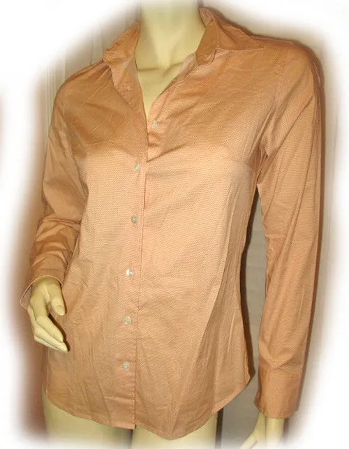 HABERDASHERY J.CREW Womens Button Down Shirt Top Polo XS Long Sleeve Polka Dots Orange Career Business Office Wear