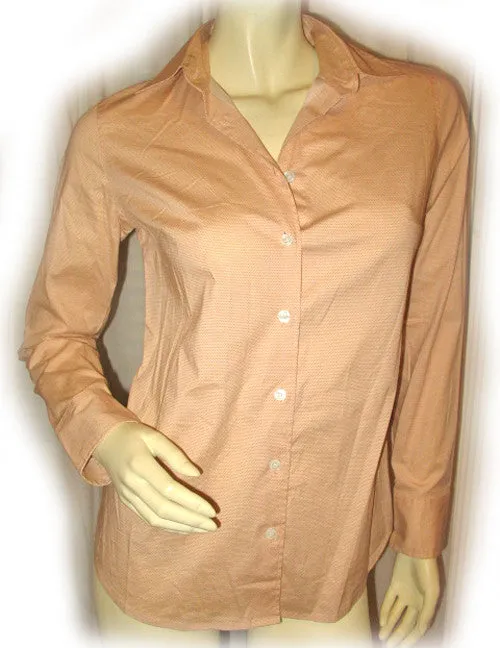 HABERDASHERY J.CREW Womens Button Down Shirt Top Polo XS Long Sleeve Polka Dots Orange Career Business Office Wear