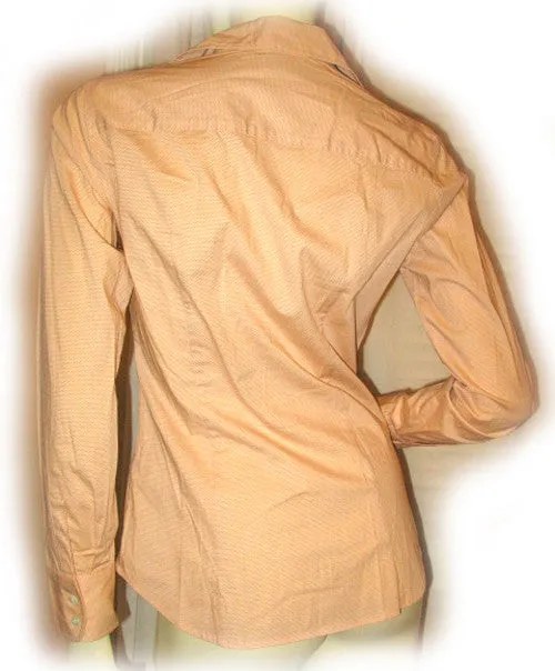 HABERDASHERY J.CREW Womens Button Down Shirt Top Polo XS Long Sleeve Polka Dots Orange Career Business Office Wear