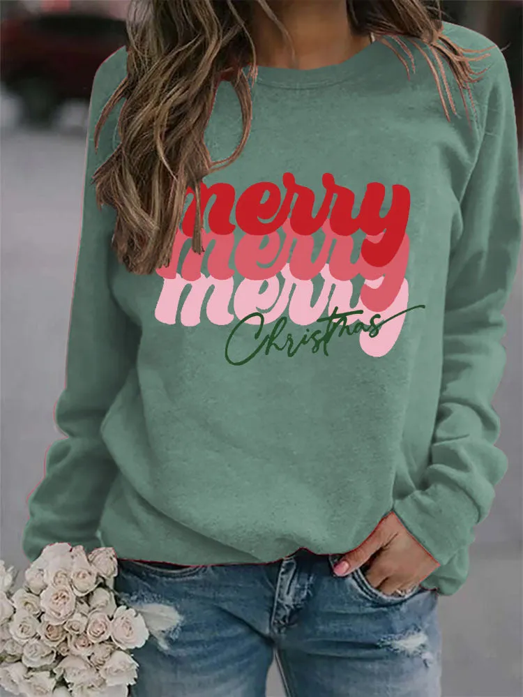 Long Sleeve O-Neck Letter Print Oversized Sweatshirt