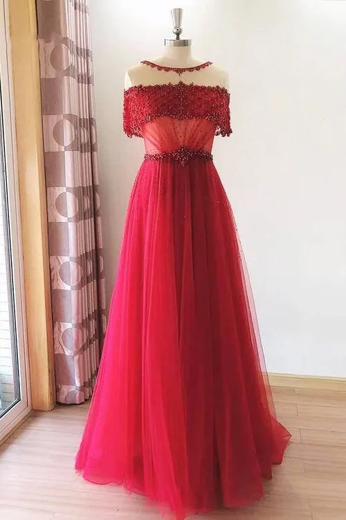 Luxurious Blue Tulle Long Evening Dress