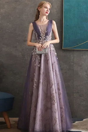 Luxurious Purple Long Evening Dress