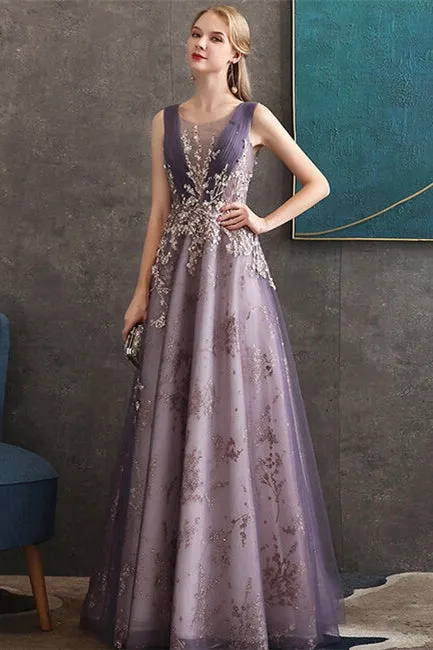 Luxurious Purple Long Evening Dress