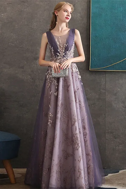 Luxurious Purple Long Evening Dress