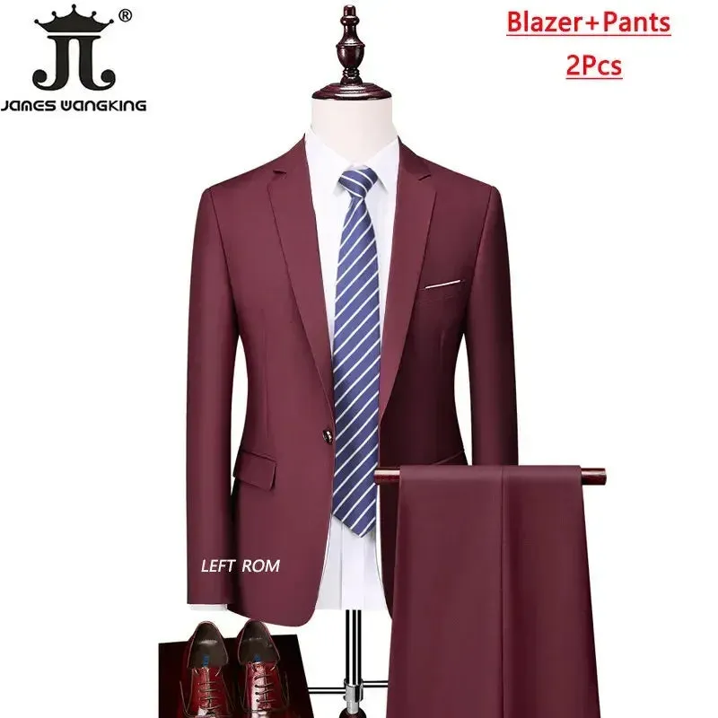 M-6XL 15 Colors ( Jacket Vest Pants ) Formal Business Office Men's Suits Groom Wedding Dress Party Dress Solid color Suit