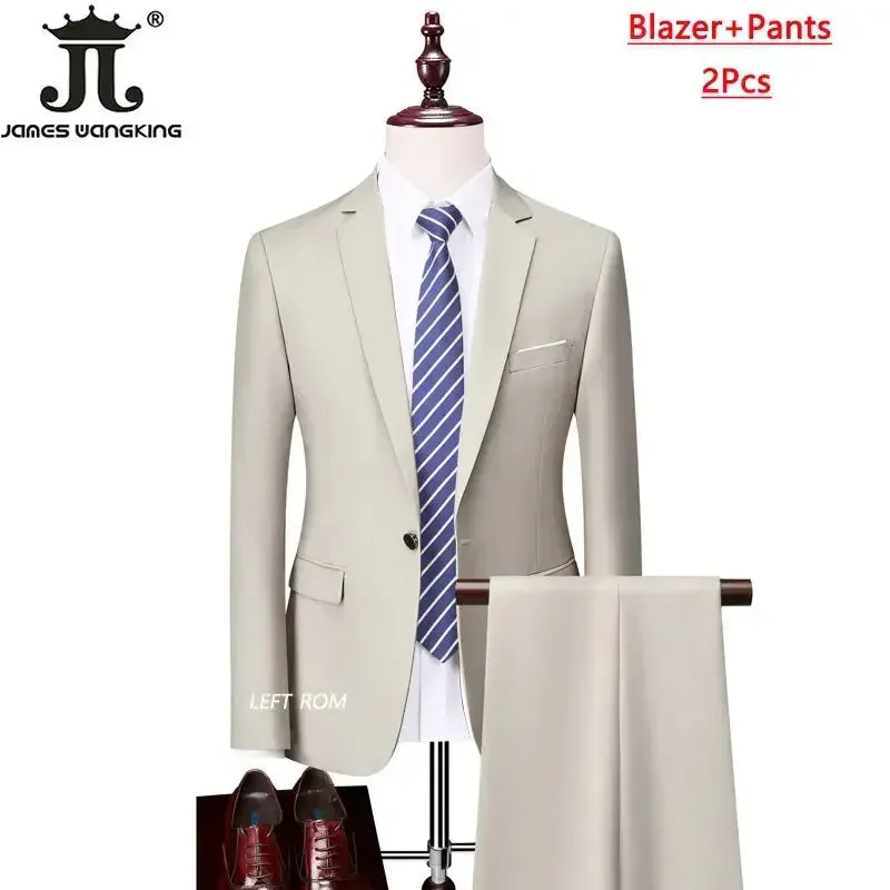 M-6XL 15 Colors ( Jacket Vest Pants ) Formal Business Office Men's Suits Groom Wedding Dress Party Dress Solid color Suit