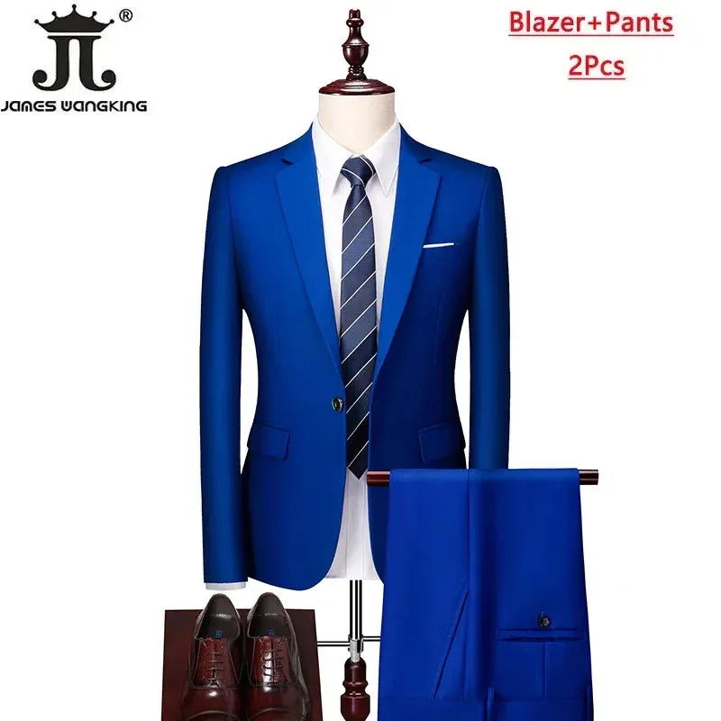 M-6XL 15 Colors ( Jacket Vest Pants ) Formal Business Office Men's Suits Groom Wedding Dress Party Dress Solid color Suit