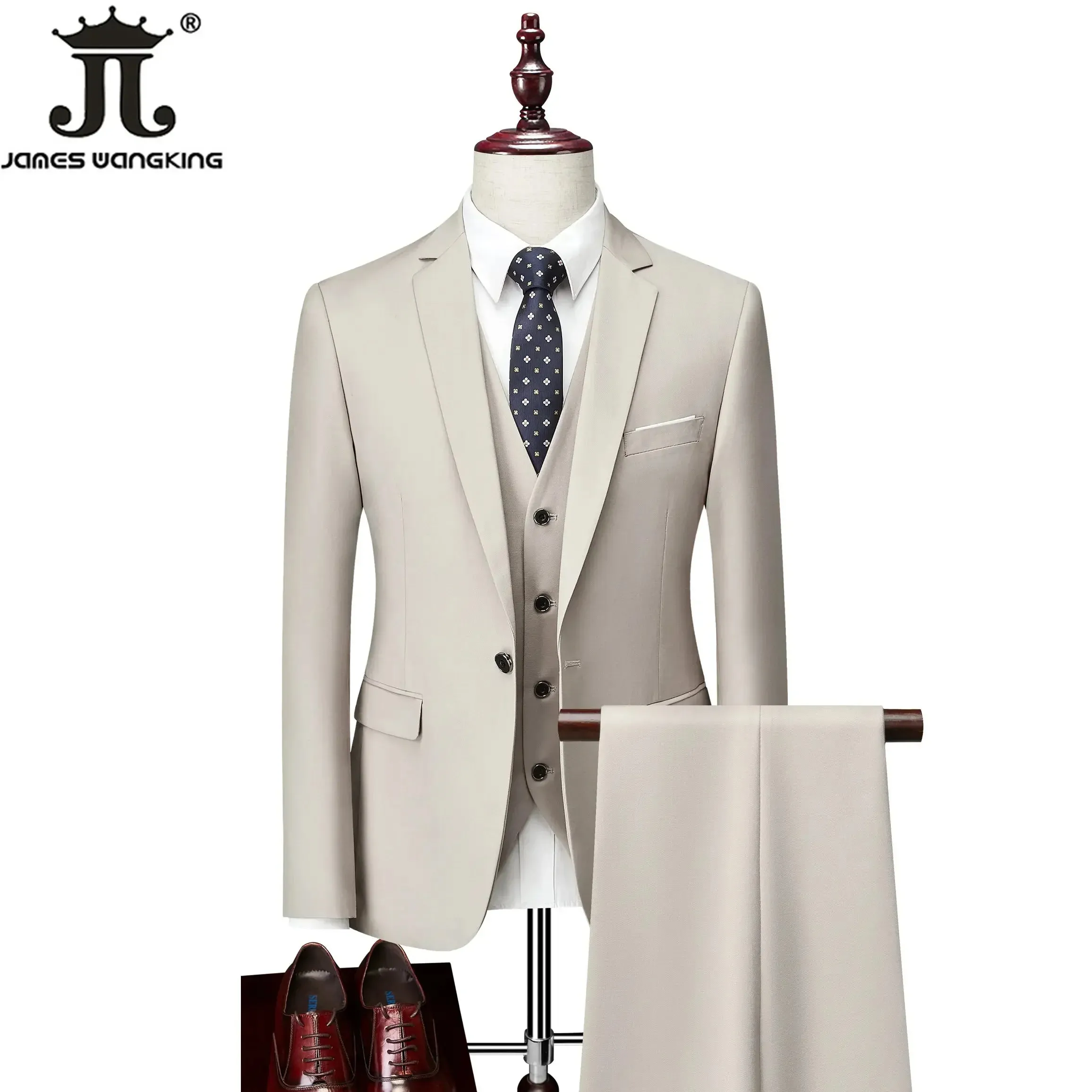 M-6XL 15 Colors ( Jacket Vest Pants ) Formal Business Office Men's Suits Groom Wedding Dress Party Dress Solid color Suit