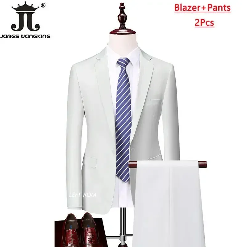 M-6XL 15 Colors ( Jacket Vest Pants ) Formal Business Office Men's Suits Groom Wedding Dress Party Dress Solid color Suit