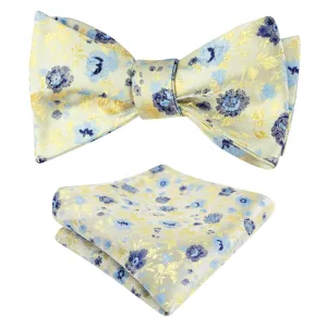 Men's Classic Floral Pattern Self-tied Bow Tie and Handkerchief Set-049