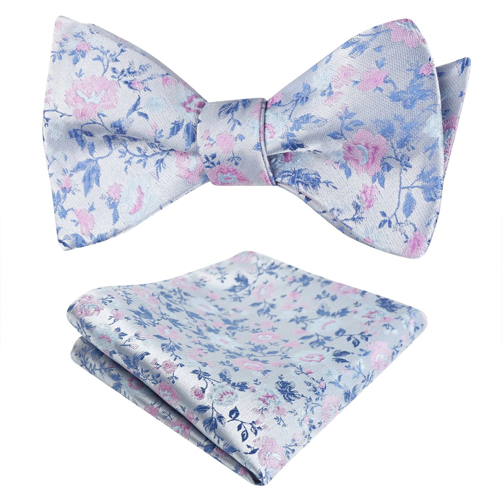 Men's Classic Floral Pattern Self-tied Bow Tie and Handkerchief Set-049