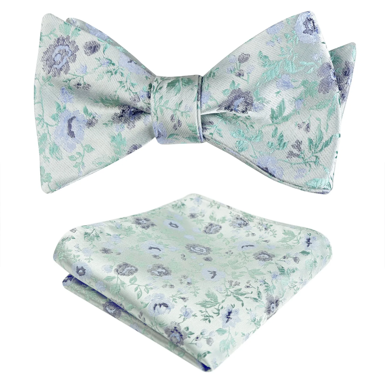 Men's Classic Floral Pattern Self-tied Bow Tie and Handkerchief Set-049