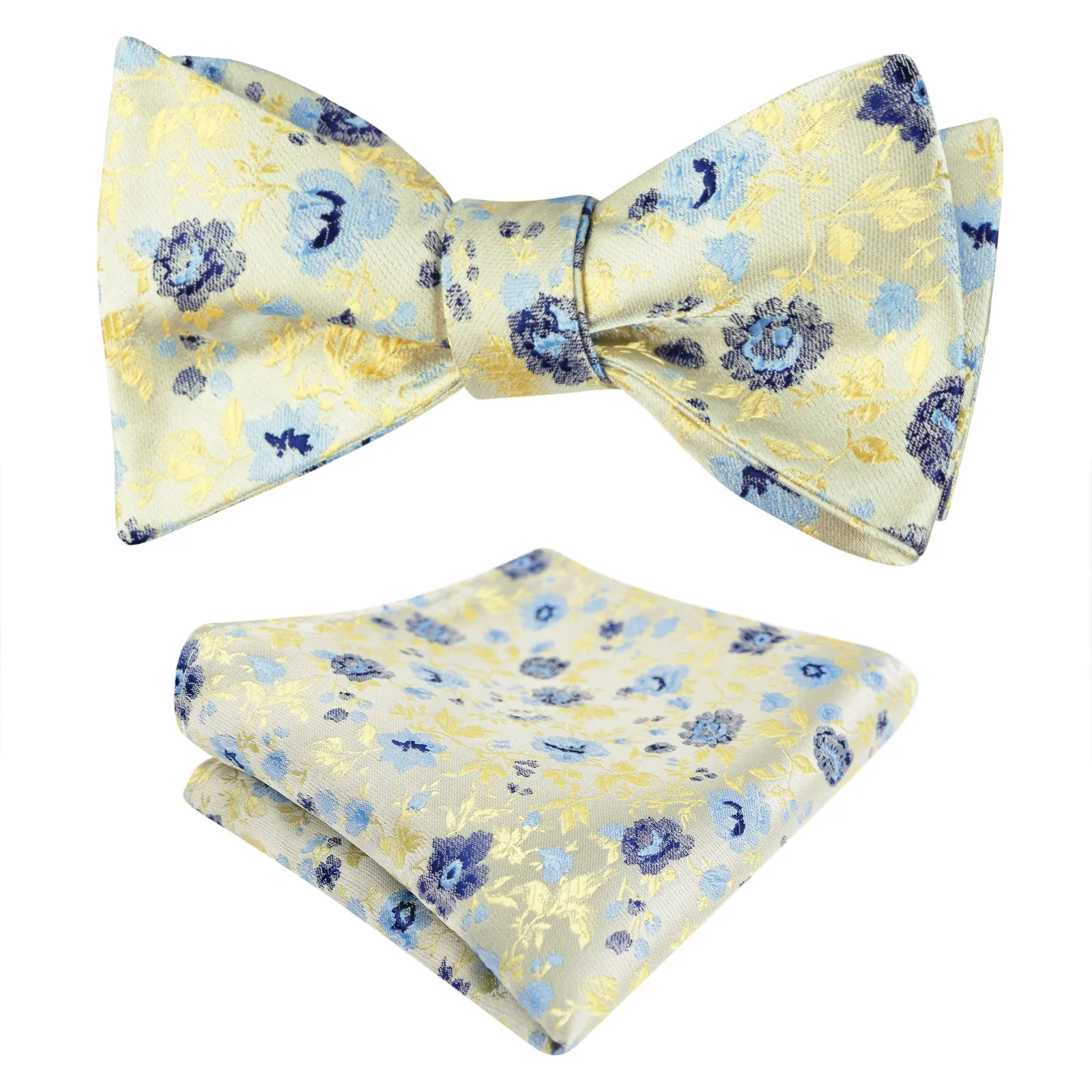 Men's Classic Floral Pattern Self-tied Bow Tie and Handkerchief Set-049