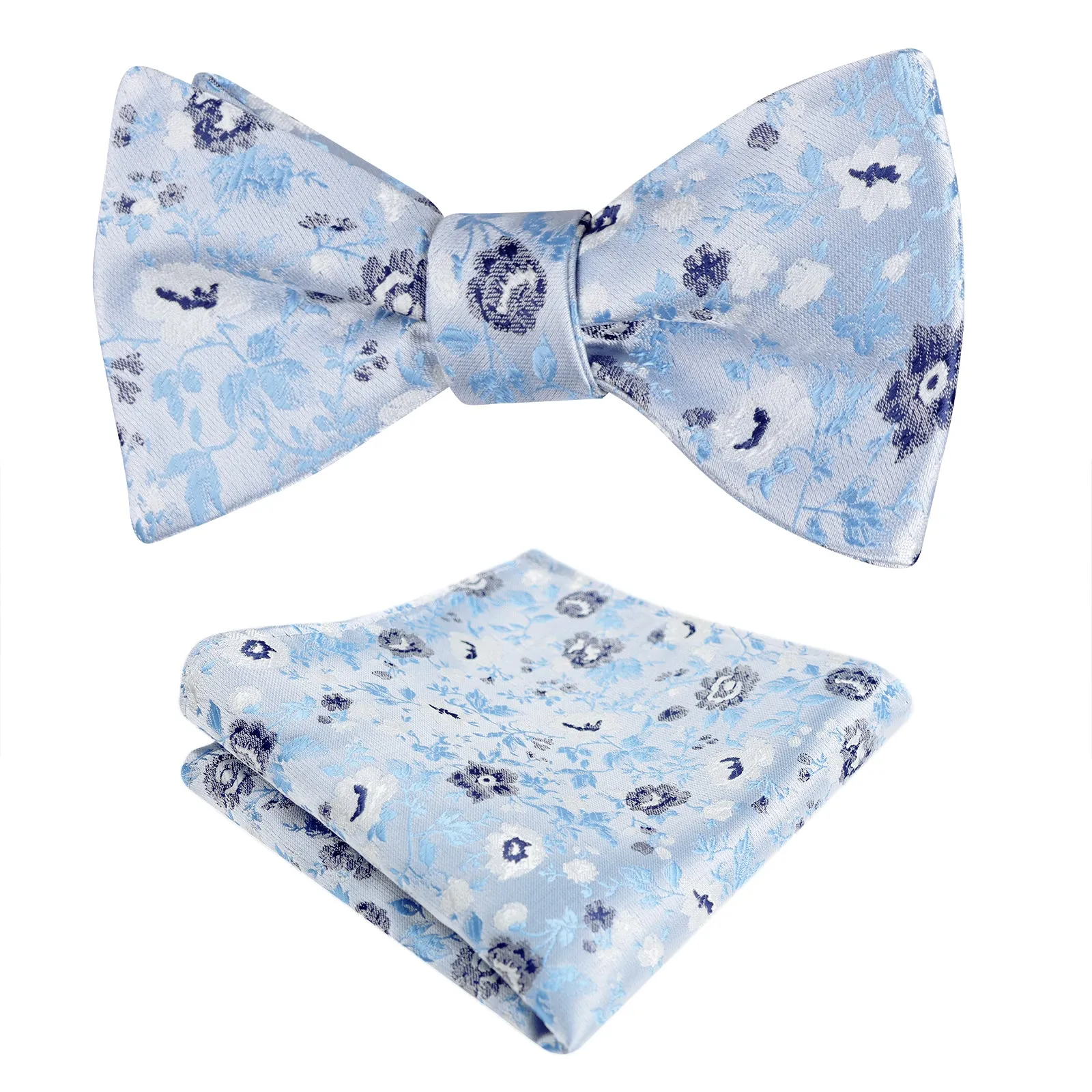 Men's Classic Floral Pattern Self-tied Bow Tie and Handkerchief Set-049