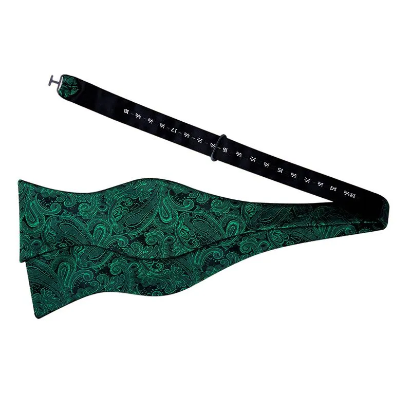 Men's Paisley Suspenders and Self Tied Bow Tie for Men with Pocket Square Set-BD076