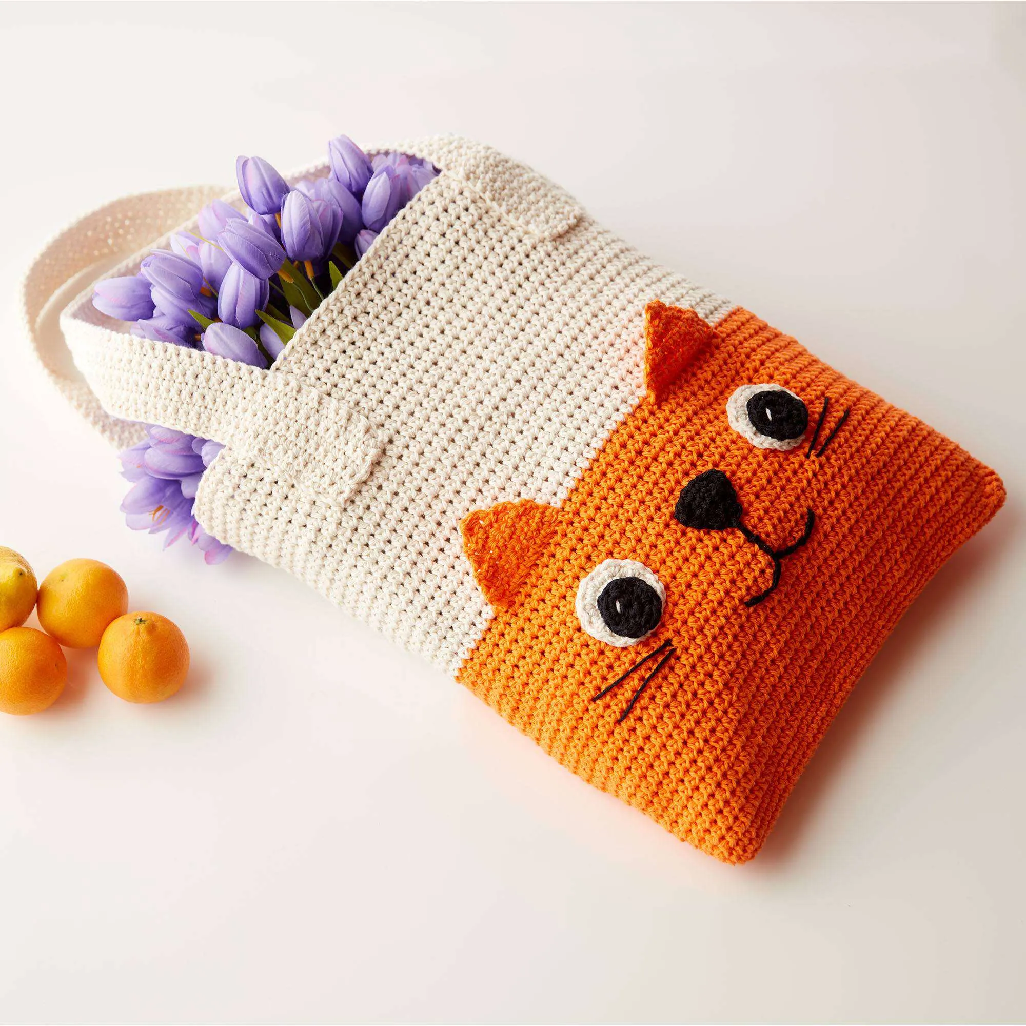 Peaches & Crème Cat In The Bag Crochet Tote