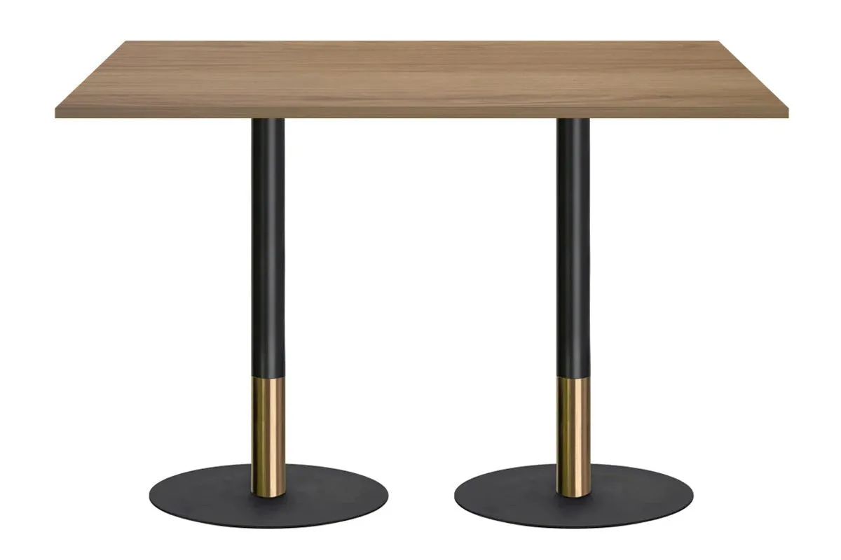 Rivoli Tall Bar/Counter Table - Black/Rose Gold - Black Disc Base [1600L x 700W]