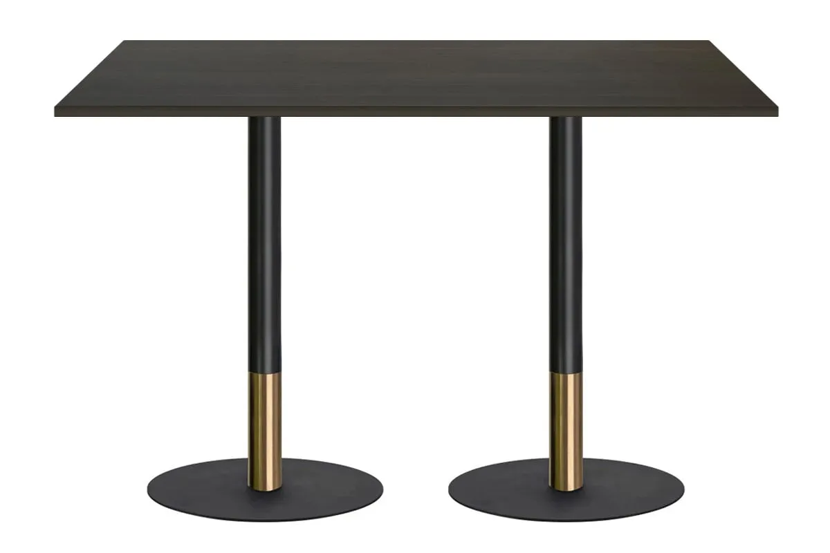 Rivoli Tall Bar/Counter Table - Black/Rose Gold - Black Disc Base [1600L x 700W]