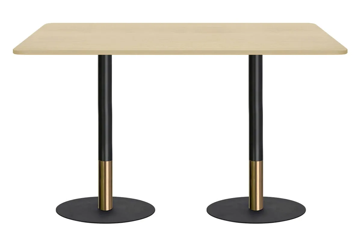Rivoli Tall Bar/Counter Table - Black/Rose Gold - Black Disc Base Rounded Corners [1800L x 1100W with Rounded Corners]