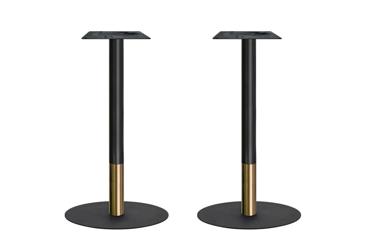 Rivoli Tall Bar/Counter Table - Black/Rose Gold - Black Disc Base Rounded Corners [1800L x 1100W with Rounded Corners]