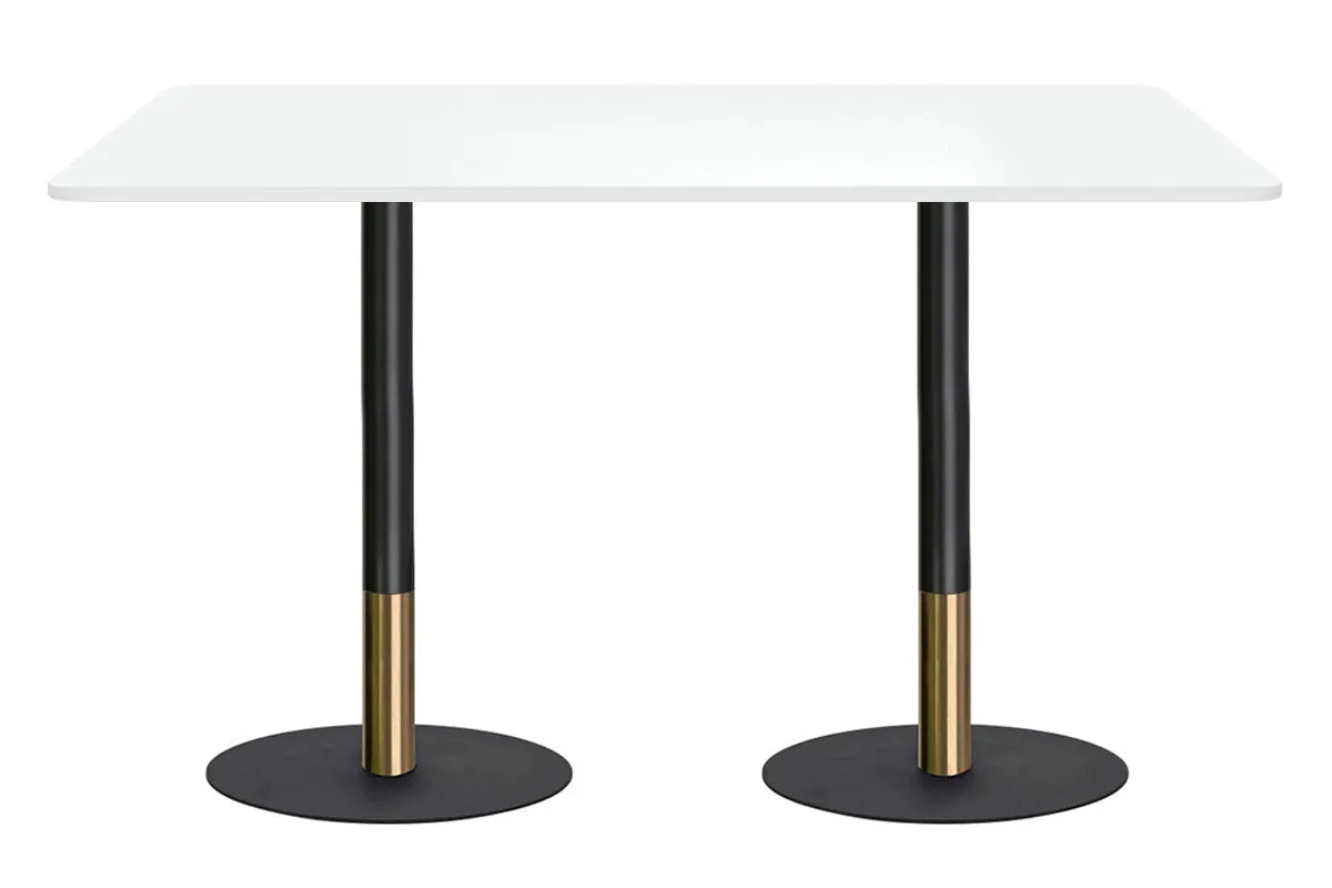 Rivoli Tall Bar/Counter Table - Black/Rose Gold - Black Disc Base Rounded Corners [1800L x 1100W with Rounded Corners]