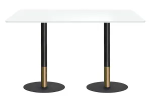 Rivoli Tall Bar/Counter Table - Black/Rose Gold - Black Disc Base Rounded Corners [1800L x 1100W with Rounded Corners]