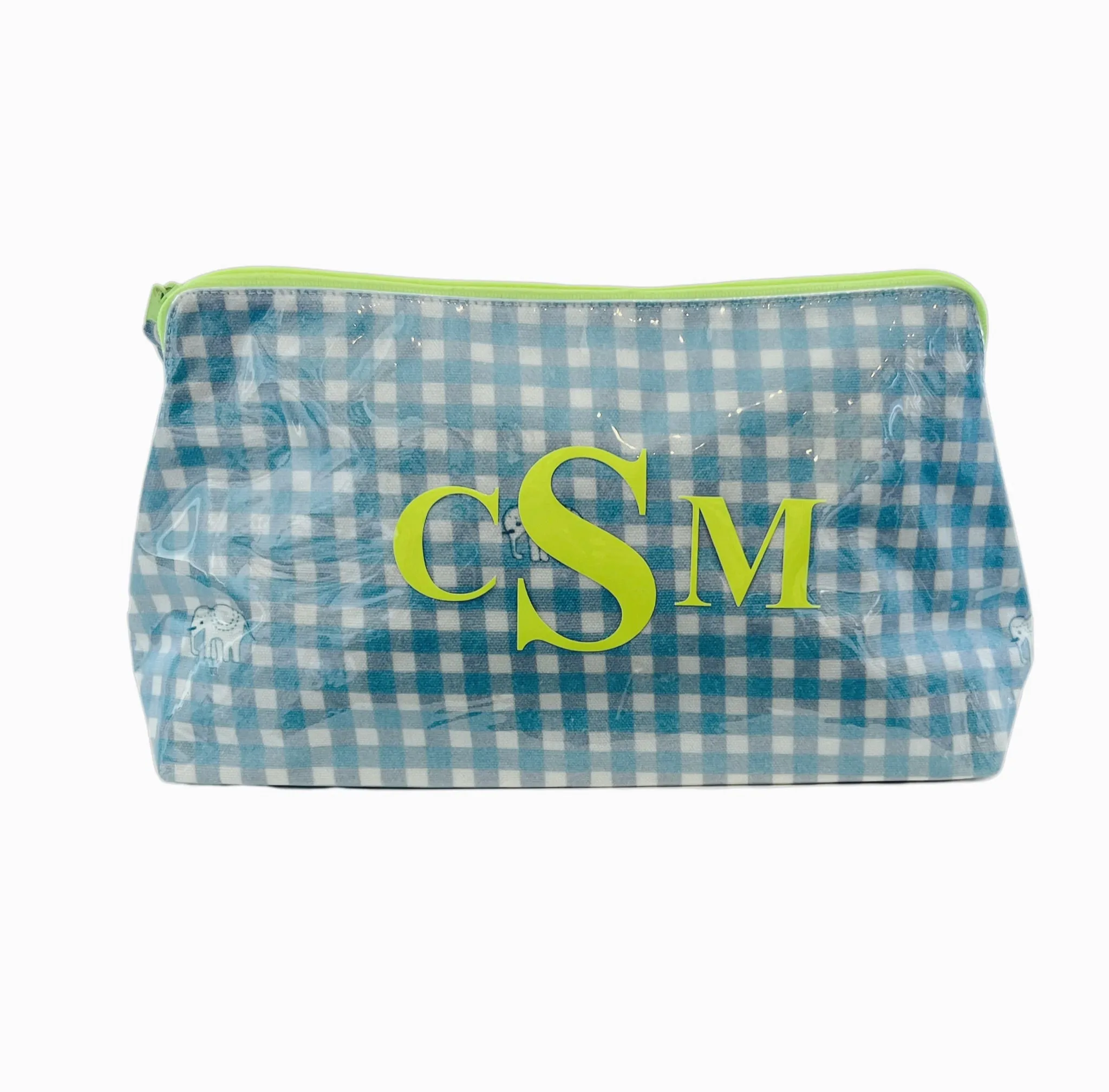 Roller Rabbit Hathi Gingham Makeup Bag