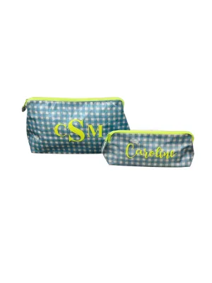 Roller Rabbit Hathi Gingham Makeup Bag