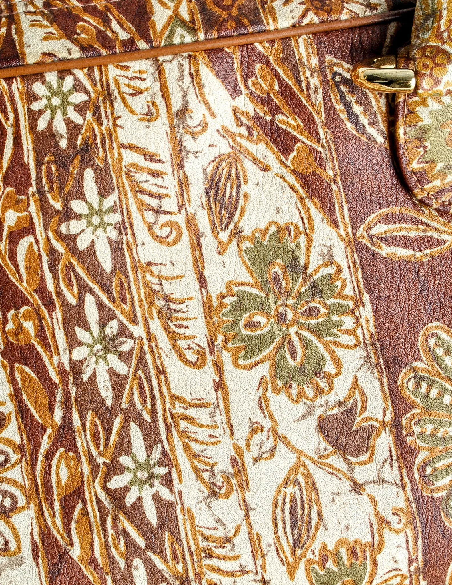 Vintage 1970s Supreme Floral Print Leather Handbag